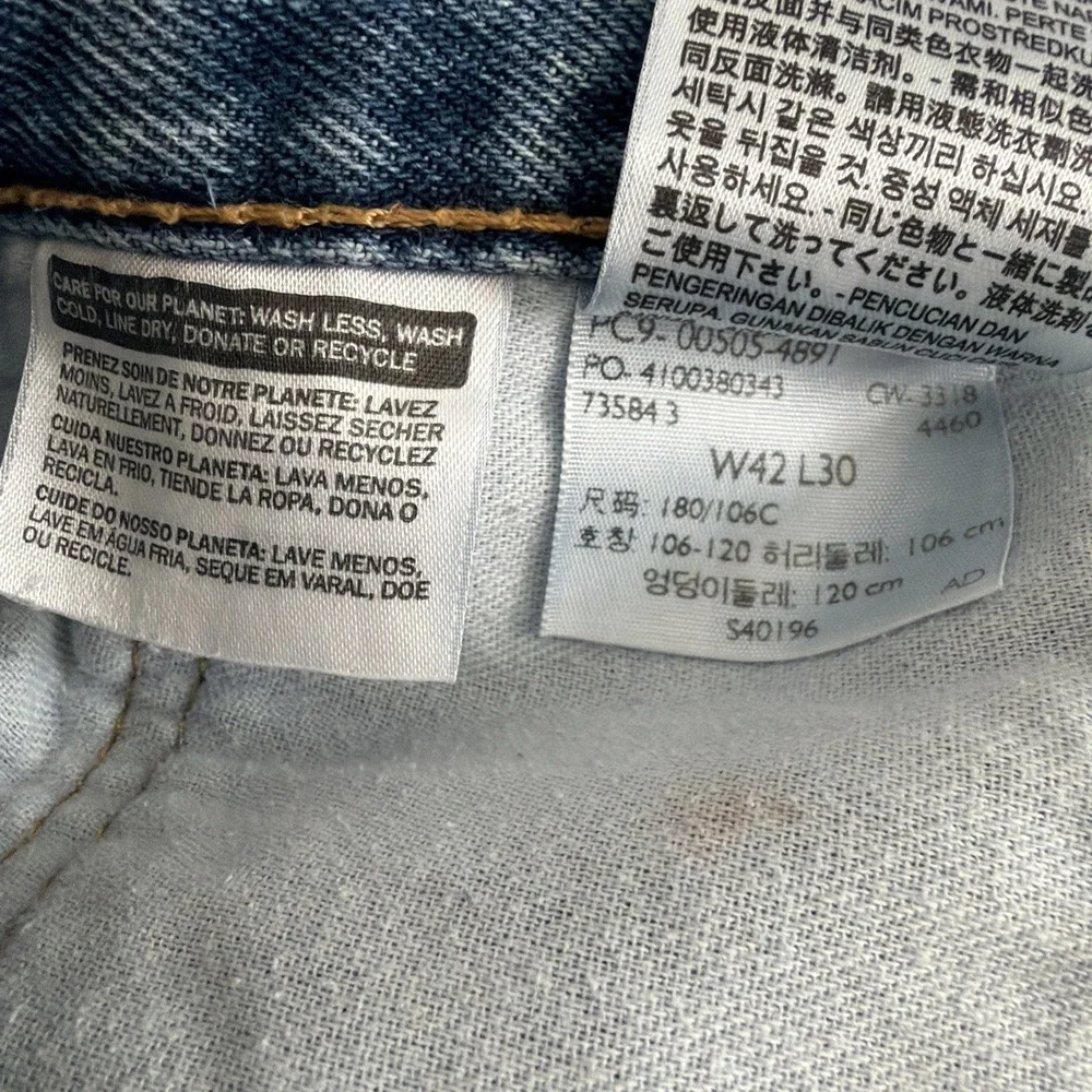 Levis 505 Jeans Pants Regular Fit Straight Leg Medium Stonewash Mens 42x30